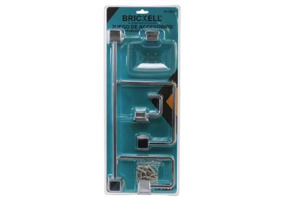 SET ACCESORIOS BAÑO ALUMINIO - CUADRADOS 5 PZAS UNID BRICKELL