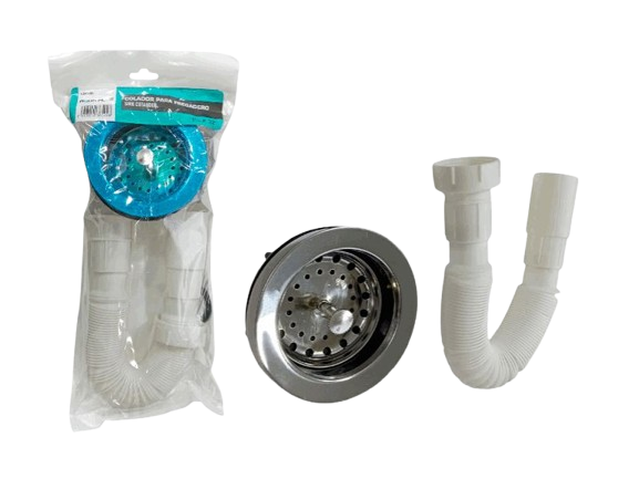 SET DE DESAGUE Y TUBO ACORDEON PARA FREGADERO 1 1/4"X32" UNID AQUA PLUS