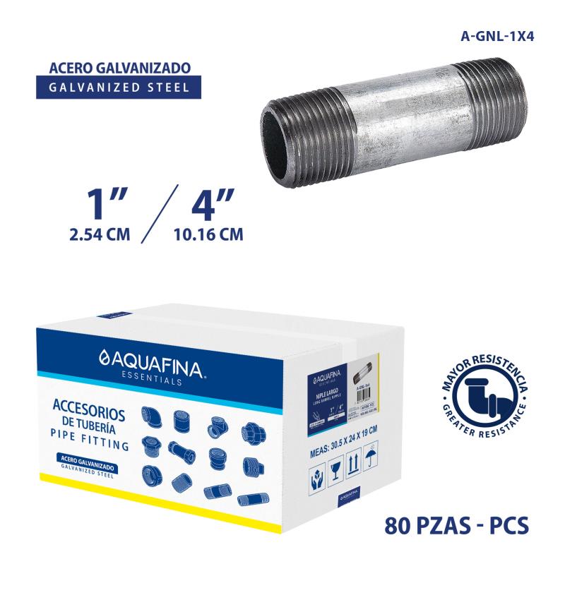 NIPPLE LARGO GALV 1"X4" UNID AQUAFINA