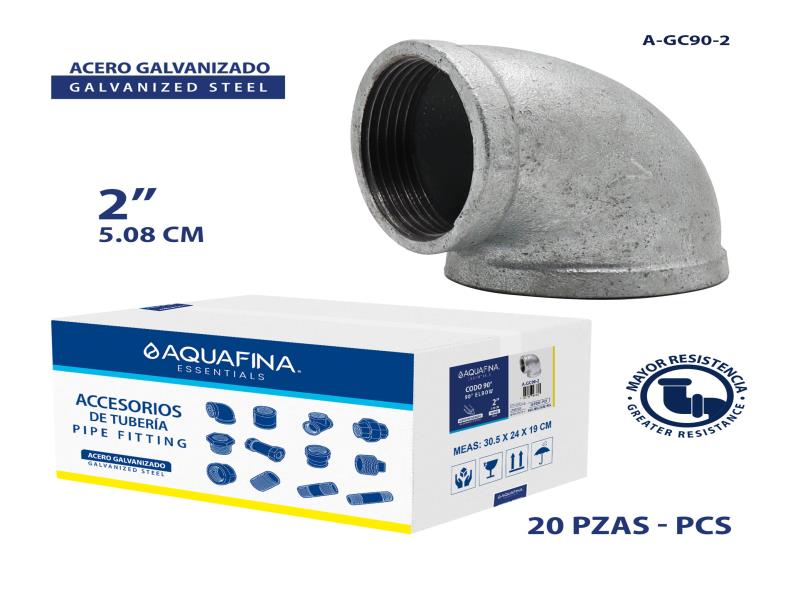 CODO DE ACERO GALVANIZADO DE 90° - TAMAÑO 2" UNID AQUAFINA