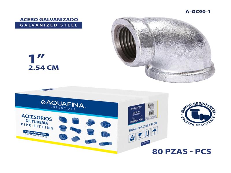 CODO DE ACERO GALVANIZADO DE 90° - TAMAÑO 1" UNID AQUAFINA