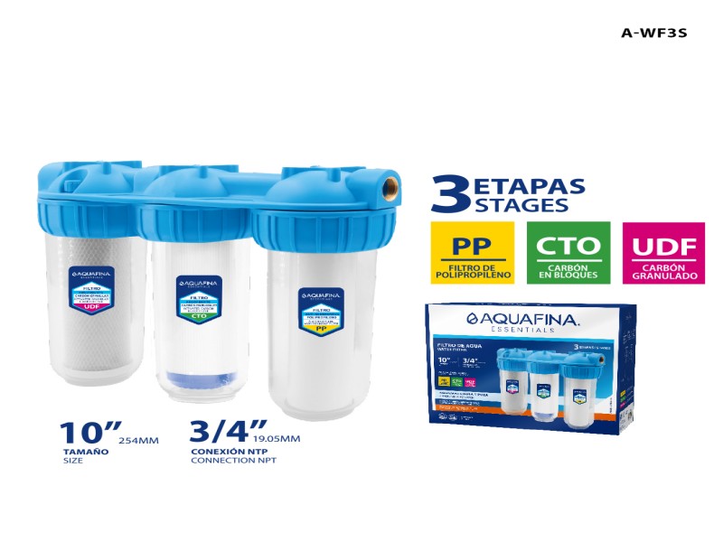 FILTRO DE AGUA 3 ETAPAS DE 10" ROSCA 3/4" UNID AQUAFINA