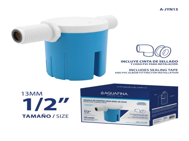 VALVULA DE CONTROL DE NIVEL DE AGUA 1/2" 20X20MM UNID AQUAFINA