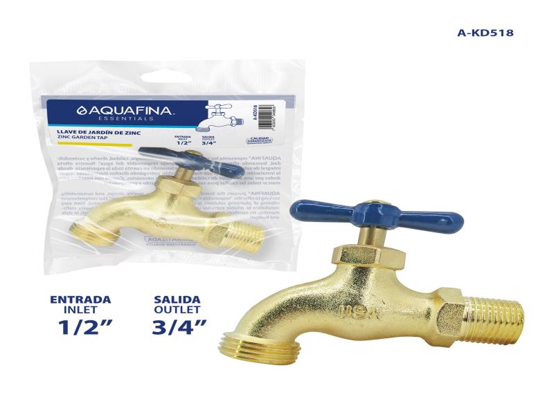 LLAVE DE JARDIN ZINC MEDIANA BONNET 3/4"X1/2" UNID AQUAFINA