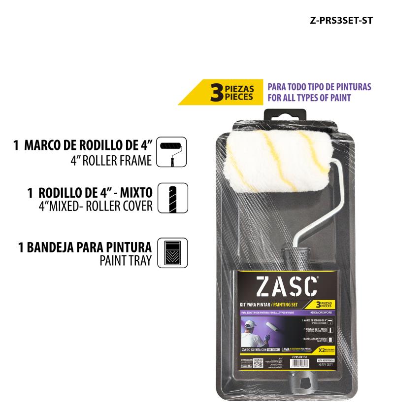 SET DE 3 PIEZAS PARA PINTAR 4" UNID ZASC