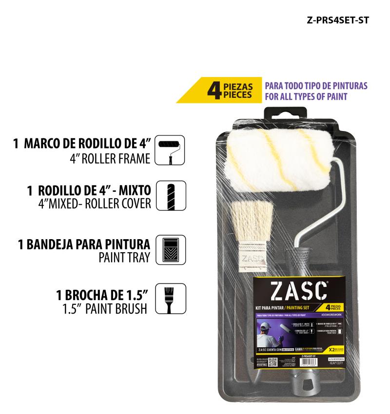 SET DE 4 PIEZAS PARA PINTAR 4" UNID ZASC