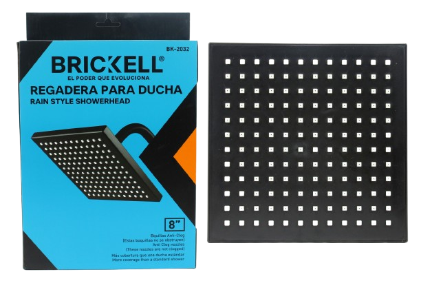 REGADERA NEGRA TIPO LLUVIA 8PLG UNID BRICKELL