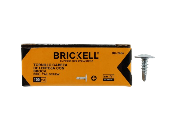 TORNILLOS CABEZA DE LENTEJA PUNTA BROCA #8X1/2"100 PZAS UNID BRICKELL