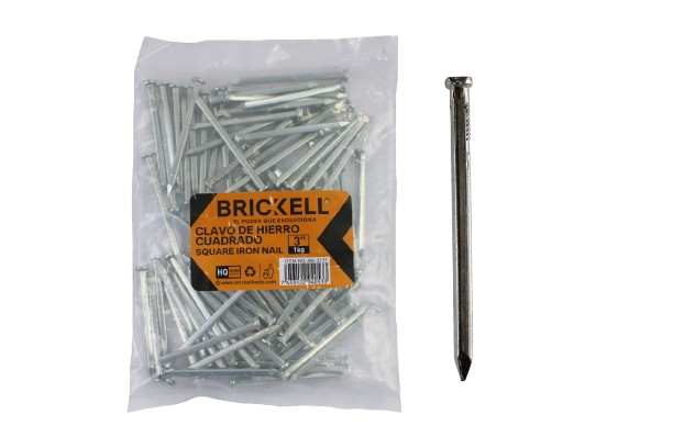 CLAVO DE HIERRO CUADRADO 3"- Bolsa 1KG UNID BRICKELL