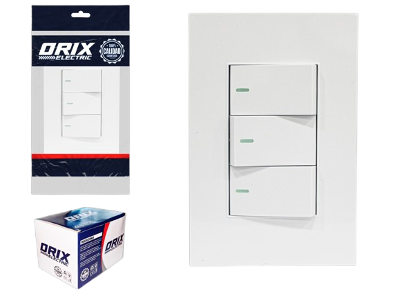 INTERRUPTOR APAGADOR TRIPLE BALNCO UNID ORIX