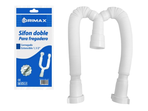 DESAGUE CORRUGADO EXTENSIBLE 1 1/2" DOBLE UNID GRIMAX