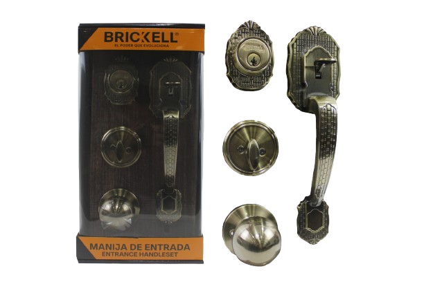 CERRADURA COMPLETA PARA PUERTA PRINCIPAL COLOR BRONCE ANTIGUO UNID BRICKELL