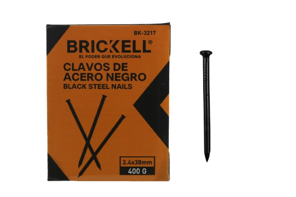CLAVO DE ACERO NEGRO 2.4*38mm 400 GR UNID BRICKELL
