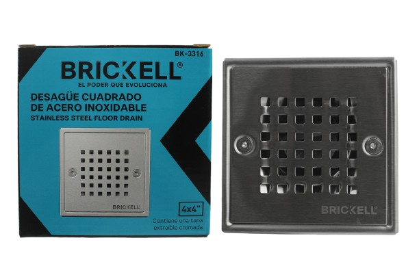 DESAGUE CUADRADO 4"x4" AC/INOX UNID BRICKELL