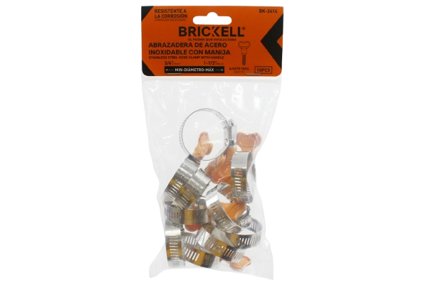 ABRAZADERA ACERO INOXIDABLE (19-38MM)-(3/4"-1-1/2") 10 PZAS UNID BRICKELL