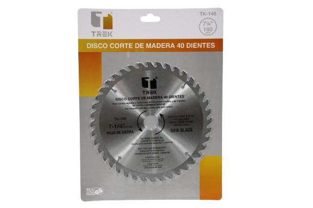 DISCO PARA CORTE DE MADERA 7 1/4" 40 DIENTES 180MM UNID TREK