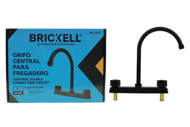 LLAVE DE FREGADERO CENTRAL 8" CURVO NEGRO UNID BRICKELL