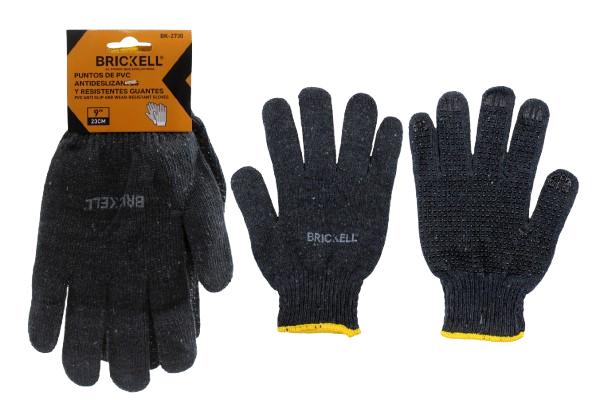 GUANTES DE ALGODÓN PUNTOS DE PVC 9" UNID BRICKELL