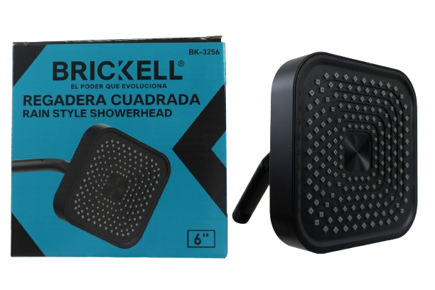 REGADERA CUADRADA 6" NEGRO UNID BRICKELL