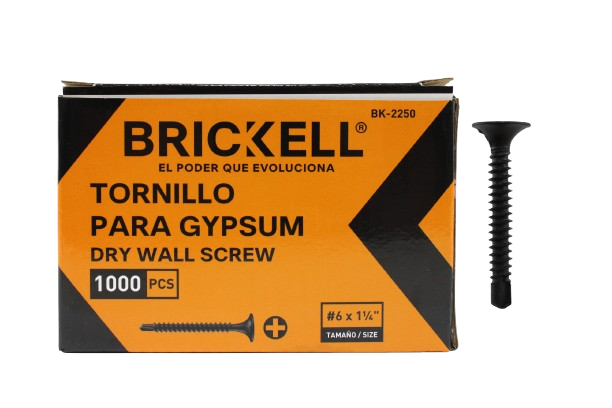 TORNILLO PUNTA BROCA PARA GYPSUM #6 X 1 1/4" (1000 PZA) UNID BRICKELL