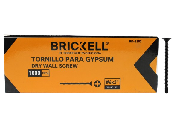 TORNILLO PUNTA BROCA PARA GYPSUM #6 X 2" (1000 PCS) UNID BRICKELL