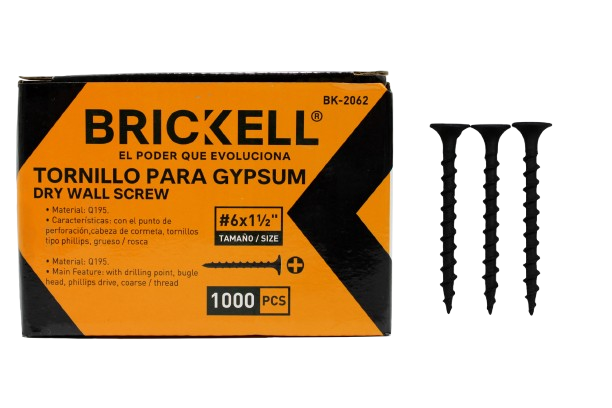 TORNILLO PARA GYPSUM 1 1/2PLG #6 (1000 PCS) UNID BRICKELL
