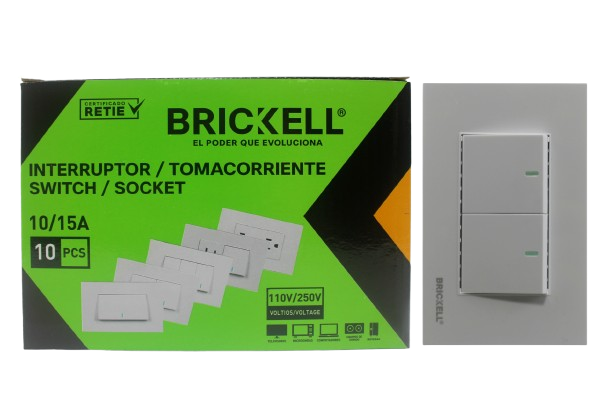 INTERRUPTOR APAGADOR DOBLE 10A 110/250V UNID BRICKELL