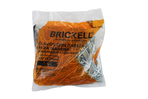 CLAVOS PARA MADERA 2.5"x3.3MM 1KG UNID BRICKELL