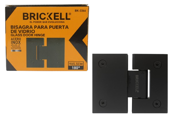 BISAGRA DE PUERTA DE VIDRIO 180°-4MM (9X5.5CM) AC/INOX UNID BRICKELL