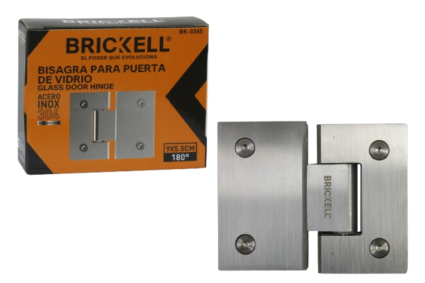 BISAGRA DE PUERTA DE VIDRIO 180°-4MM (9X5.5CM) AC/INOX UNID BRICKELL