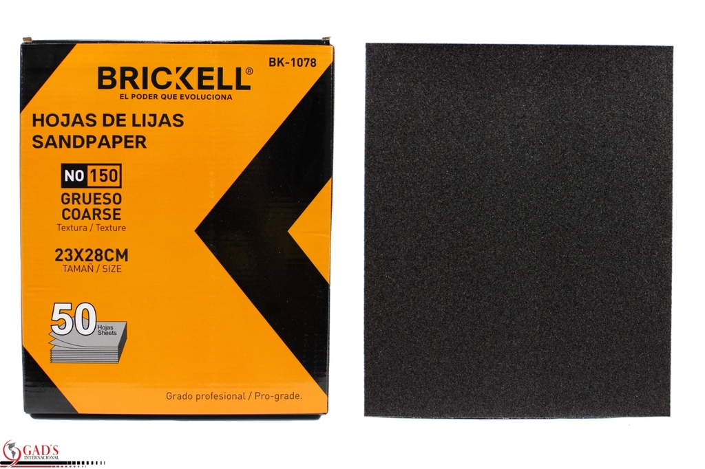 PAPEL DE LIJAS #150 GRANO 50 HOJAS UNID BRICKELL