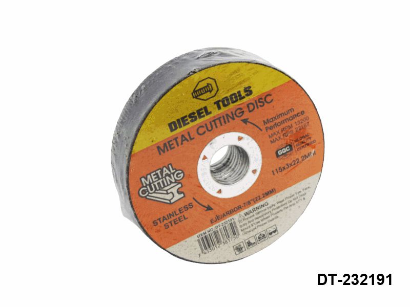 DISCO DE CORTE METAL 4.5" (115MMX3X22.2MM) UNID DIESEL TOOLS