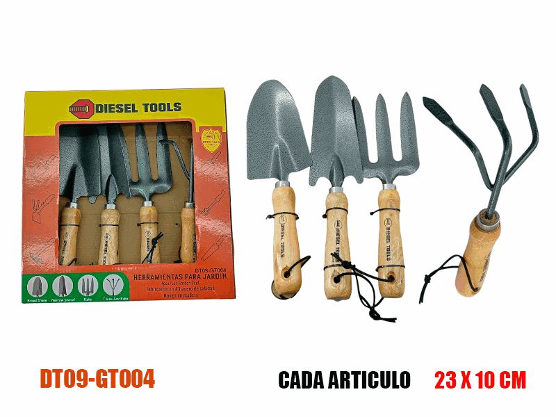 SET 4PCS DE JARDINERIA 23x10cm UNID DIESEL TOOLS