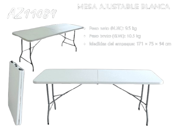 MESA AJUSTABLE BLANCA 180X70X74CM UNID DIESEL TOOLS