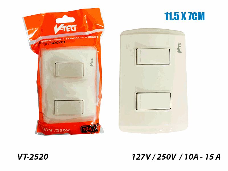 INTERRUPTOR APAGADOR DOBLE CREMA 15A UNID V-TEG
