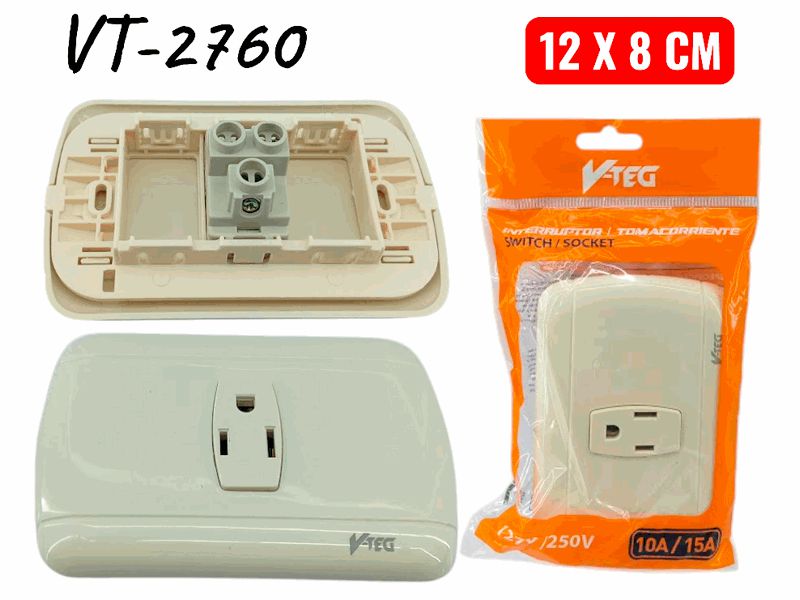 TOMA CORRIENTE SENCILLO CREMA UNID V-TEG