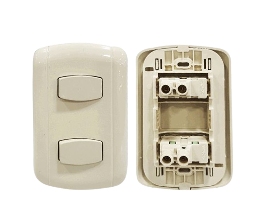 INTERRUPTOR APAGADOR DOBLE OVALADO 15AMP CREMA UNID V-TEG