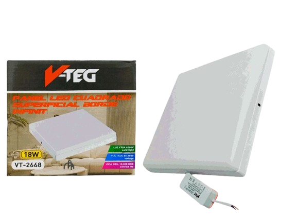 PANEL LED CUADRADO 18W 12CM SUPERFICIAL BORDE INFINITO UNID V-TEG