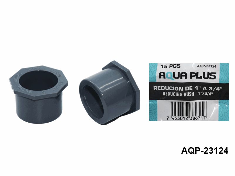 REDUCION BUJE DE 1" A 3/4" PVC GRIS UNID AQUAFINA