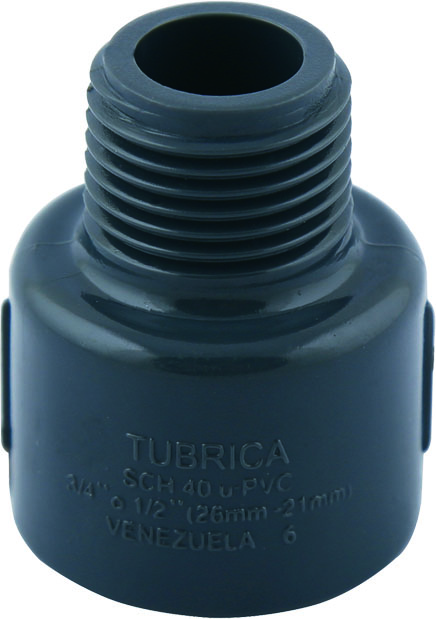 ADAPTADOR MACHO PVC AGUA FRIA 3/4" X 1/2" MRXC GRIS UNID TUBRICA