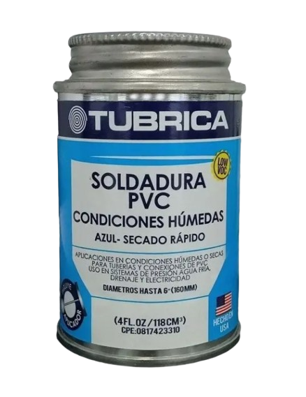 PEGA PVC CONDICIONES HÚMEDAS AZUL 1/32GL UNID TUBRICA