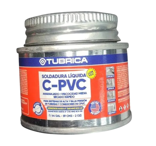 PEGA P/ SISTEMA C-PVC ANARANJADO VISCOSIDAD MEDIA SECADO RAPIDO PRES AC 1/64GL UNID TUBRICA