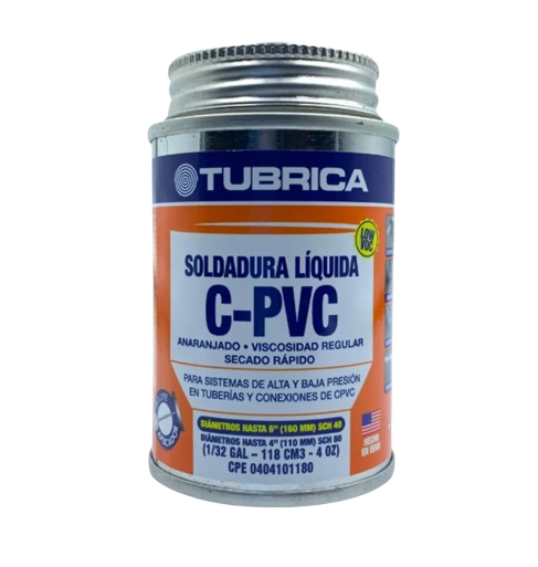 PEGA P/ SISTEMA C-PVC ANARANJADO VISCOSIDAD REGULAR SECADO RAPIDO PRES AC 1/32GL UNID TUBRICA