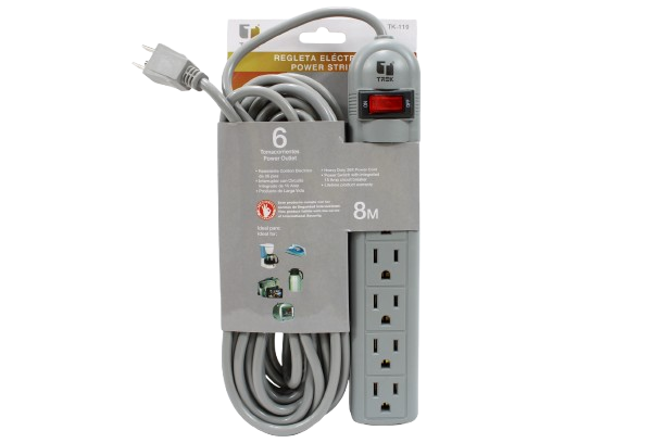 REGLETA ELECTRICA DE 6 ENCHUFES 8 MT GRIS UNID TREK
