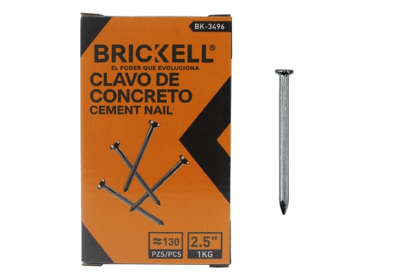CLAVO PARA CONCRETO 2 1/2" 1 KG APROX=130 PZAS UNID BRICKELL