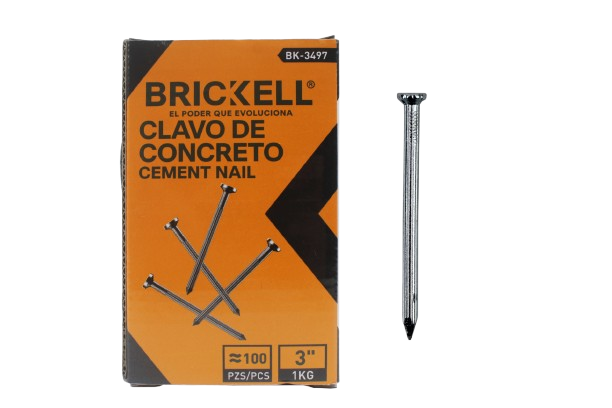 CLAVO PARA CONCRETO 3" 1 KG APROX=100 PZAS UNID BRICKELL