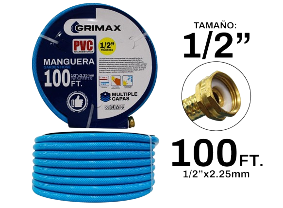 MANGUERA DE JARDIN 100 PIES 1/2"X2.25MM UNID GRIMAX