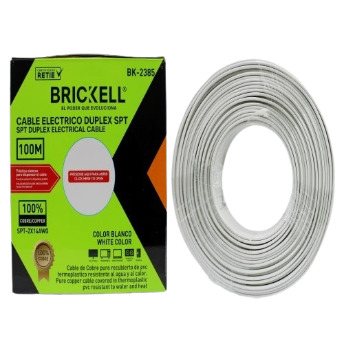 CABLE ELECTRICO SPT 16AWG 100% COBRE BLANCO 100 METROS UNID BRICKELL