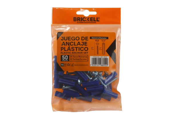 SET DE RAMPLUG CON TORNILLO 5/16"X#10 1" (50 PZAS) UNID BRICKELL