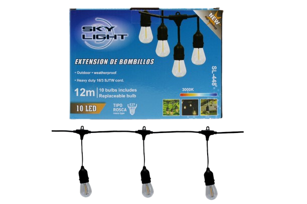 EXTENSION LUCES  BOMBILLOS LED 10W (10 PCS) 12 MTS UNID SKY LIGTH